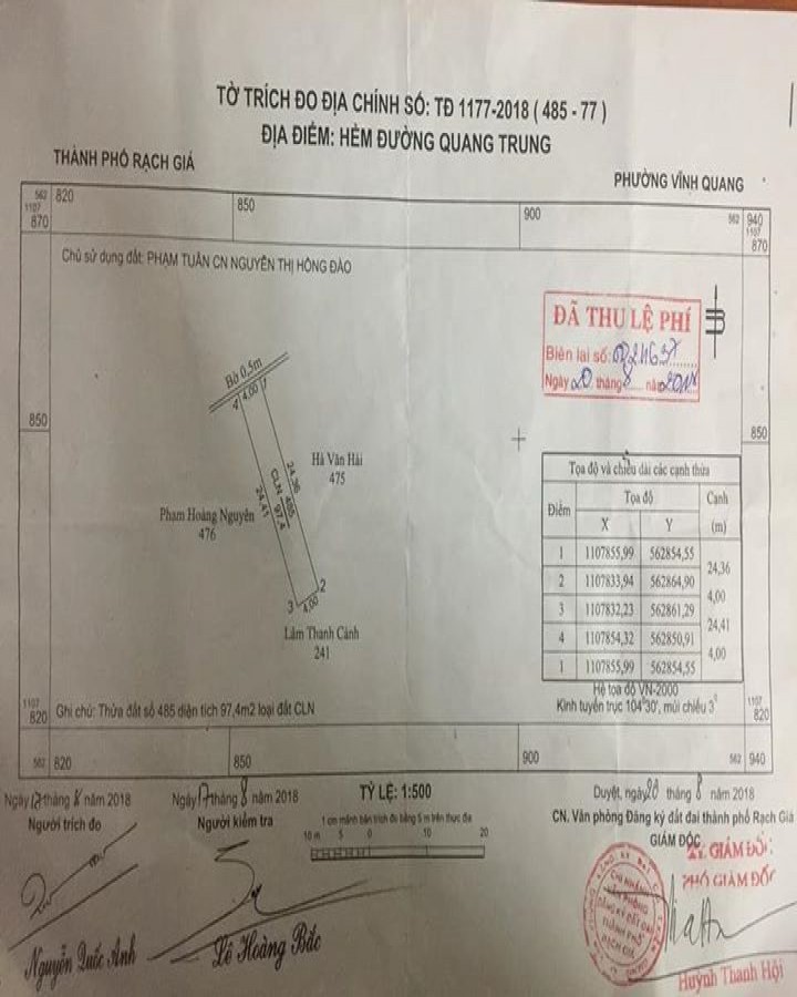 Bán đất hẻm 103 Quang Trung, Vĩnh Quang, Rạch Giá, Kiên Giang, 0915668846